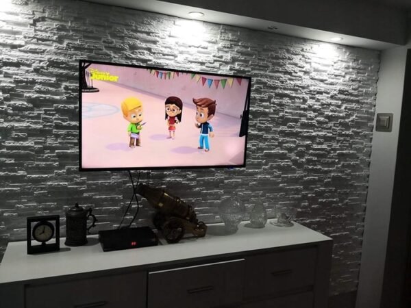 Dekoratyvinės sienų plokštės 3D plytelės 60X60 cm 0,36 m² balta akmens spalva - Image 3