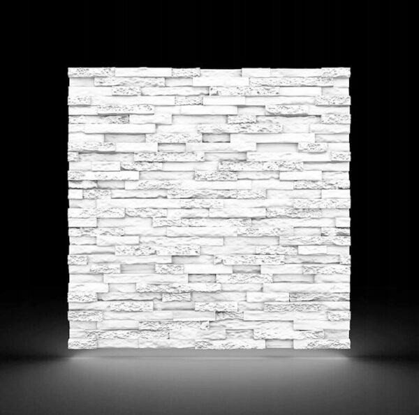 Dekoratyvinės sienų plokštės 3D plytelės 60X60 cm 0,36 m² balta akmens spalva - Image 4