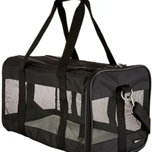 "AmazonBasics" "Amazonbasics" naminių gyvūnėlių transporteris su minkštomis sienelėmis, juodas, L dydis