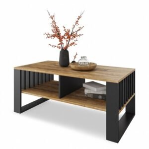 Žurnalinis staliukas ST14 DR Bench Wood retro juodas palėpės staliukas su lentyna